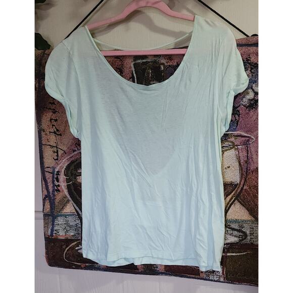 PINK Victoria’s Secret low back pale mint green short sleeved top - Picture 1 of 3